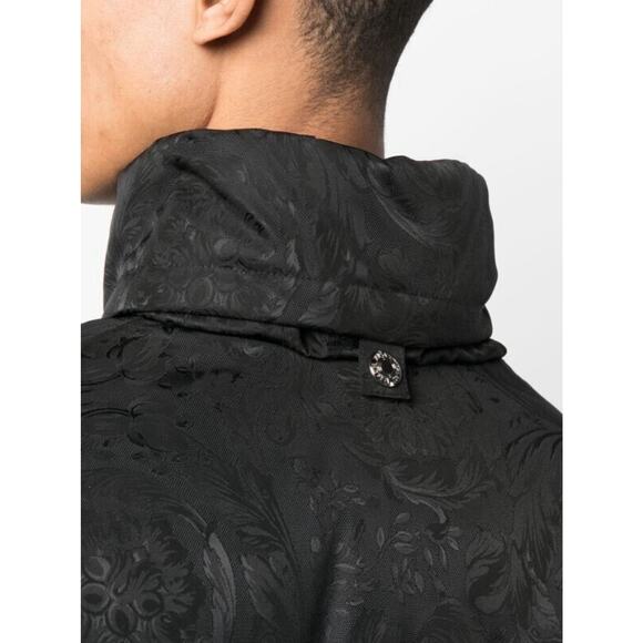 NWT Versace 54 XXL Barocco Jacquard Black Goose Down Hooded Puffer Jacket $2,425 - Picture 6 of 16